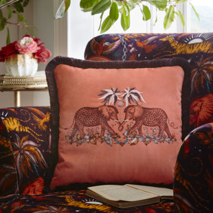 EMMA J SHIPLEY FOR CLARKE & CLARKE Zambezi Square Filled Cushion Flame