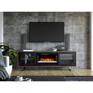 GREENTOUCH HOME TV Stand for TVs up to 85" with Electric Fireplace Included