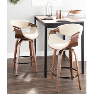 GEORGE OLIVER Lakyia Swivel Upholstered 26'' Counter Stool (Set of 2)