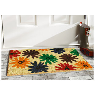 WINSTON PORTER Arles Non-Slip Floral Outdoor Doormat
