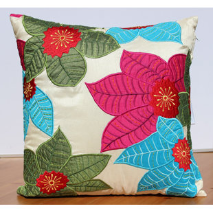 AUBURN TEXTILE Leaf Embroidery Accent Throw Pillow