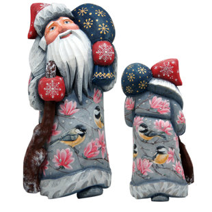 G DEBREKHT Masterpiece Golden Finch Santa Woodcarved Figurine