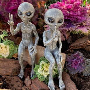 HOMESTYLES Ancient Alien Outer Space Alien Dude and Babe Shelf Sitters 2 Piece Statue Set