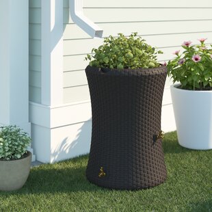 Good Ideas 50 Gallons Plastic Drainable Dual Overflow Planter Rain Barrel