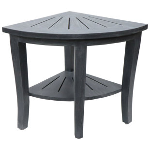 CHARLTON HOME® Glenaire 15.75'' W Teak Corner Shower Bench