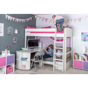 Kool European Single (90 x 200cm) Bed Frames High Sleeper Loft Bed with Built-in-Desk by Stompa