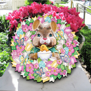 THE HOLIDAY AISLE® Easter Bunny Wreath Spring Holiday Door Hanger