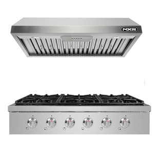 NXR Professional Ranges 2 Piece Kitchen Appliance Package with Gas Cooktop , and Under Cabinet Range Hood