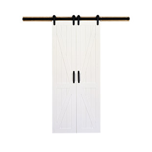 HOME FASHION TECHNOLOGIES 84'' Solid Wood Paneled with Installation Hardware Kit Barn Door