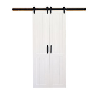 HOME FASHION TECHNOLOGIES 84'' Solid Wood Paneled with Installation Hardware Kit Barn Door
