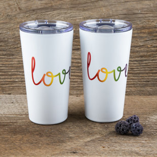 CAMBRIDGE SILVERSMITHS Love 20 oz Double Wall Stainless Steel Travel Tumbler (Set of 2)