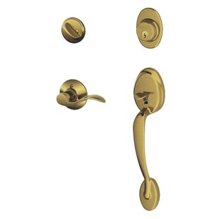 SCHLAGE Plymouth Handleset with Deadbolt and Accent Door Lever and Rosette