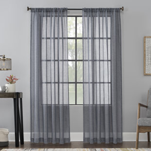 Scott Living Celeste Textured Linen Blend Sheer Rod Pocket Curtain Panel