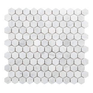 DECQO Bianco Carrara 1" x 1" Honeycomb Mosaic Subway Tile