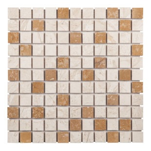 DECQO Crema Marfil & Yellow Roses 1" x 1" Mosaic Subway Tile