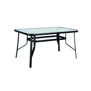 WILLISTON FORGE Gamache Metal and Glass Dining Table