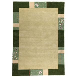 THEKO Royal Ganges Handgefertigter Teppich Royal Ganges aus Wolle in Grün