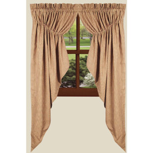 Home Collection By Raghu York Ticking Barn Red Gathered Swag, 72 By 63"