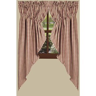 HOME COLLECTION BY RAGHU Checkered Cotton Swag 72'' W Window Valance in