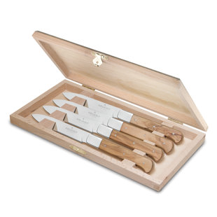 ARGENT ORFEVRES™ Argent Orfèvres Lynden Olivewood - 4 Piece Steak Knife Set, Forged, Triple Rivets (Set of 4)