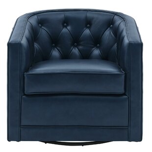 LARK MANOR™ Leather Swivel Barrel Chair