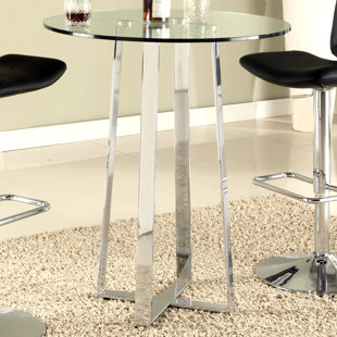 ORREN ELLIS Cerita Round Glass Top Metal Base Dining Table