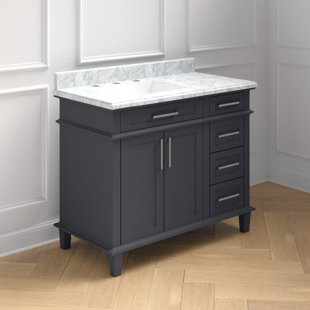 ARI KITCHEN & BATH Newport 42'' Single Bathroom Vanity with Carrara Marble Top
