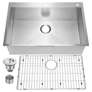 MODA FURNISHINGS 33'' L Drop-In Single Bowl Stainless Steel Kitchen Sink