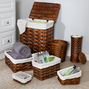 BAY ISLE HOME™ 7 Piece Wicker Laundry Hamper and Basket Set