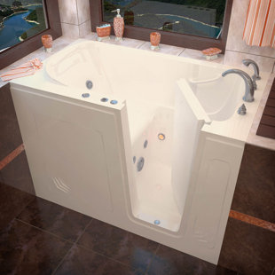 THERAPEUTIC TUBS Buena Vista 53.8'' x 31'' Walk-in Whirlpool Acrylic Bathtub with Faucet