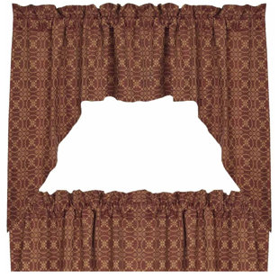 HOME COLLECTION BY RAGHU Geometric Cotton Swag 72'' W Window Valance in (Set of 2)
