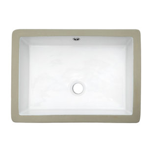 CHEETAH SOURCING Glossy White Ceramic Rectangular Undermount Bathroom Sink