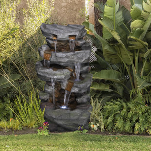 MILLWOOD PINES Glines Outdoor Weather Resistant Floor Fountain with Light