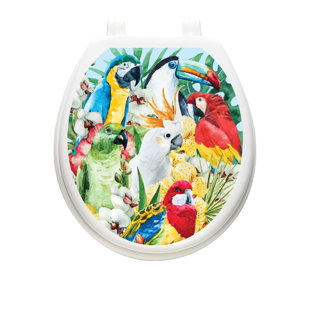 TOILET TATTOOS Parrots Toilet Seat Sticker,Lid Decal