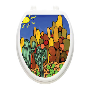 TOILET TATTOOS Saguaro Cactus Toilet Seat Sticker, Lid Decal