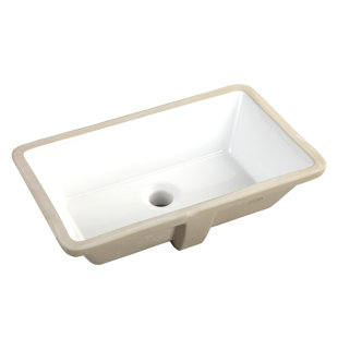 Kingsman Hardware 13.5'' White Ceramic Rectangular Bathroom Sink with Overflow