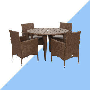 HASHTAG HOME Bjarne Round 4 - Person 115.06cm Long Dining Set with Cushions