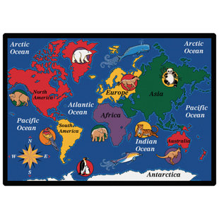 CARPETS FOR KIDS World Explorer Geography Premium Collection Area Rug