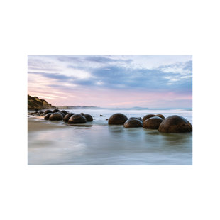 HOUSE OF HAMPTON 'Moeraki Boulders at Sunset, Koekohe Beach, Otago, South Isla' by Matteo Colombo Graphic Art Print on Wrapped Canvas