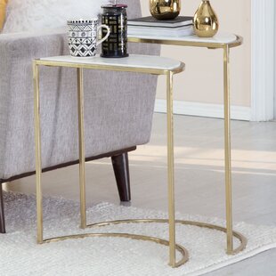 ADORE DECOR Carrie 2 Pieces Kingston Gold Nesting Side Table