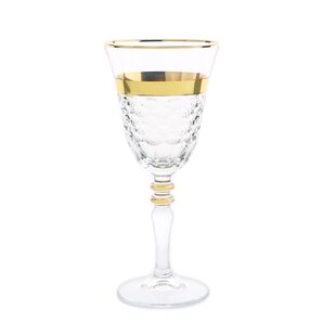 CLASSIC TOUCH Set Of 6 Water Glasses With Gold And Crystal Detailo (Set of 6)