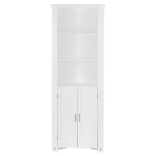 RIVERRIDGE HOME RiverRidge Somerset Tall Corner Bathroom Cabinet Storage Organizer with Doors and an Adjustable Shelf - White