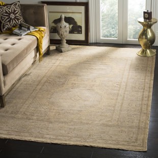 BUNGALOW ROSE Kline Oriental Hand-Knotted Wool Gold/Gray Area Rug