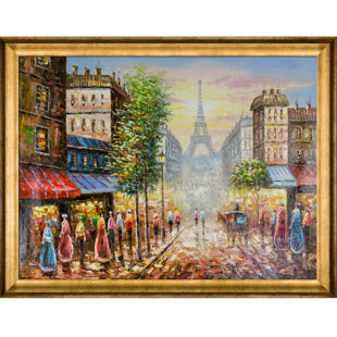 TORI HOME Evening View Of The Eiffel Tower Framed On Canvas Painting