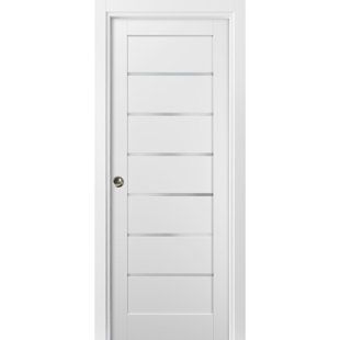 SARTODOORS Quadro Frosted Glass Sliding Closet White Door