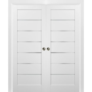 SARTODOORS Quadro Frosted Glass Sliding Closet White Doors with Installation Hardware Kit