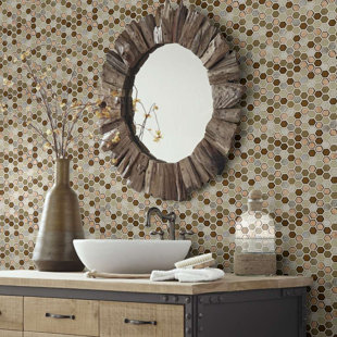 THOMAS AVENUE CERAMICS 1" x 1" Glass Honeycomb Mosaic Wall and Backsplash Tile