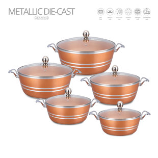 SQ Professional Metallic 5 - Piece Non-Stick Aluminium Cookware Set- Induction Ready