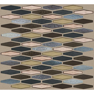THOMAS AVENUE CERAMICS Caldera 12" x 12" Elongated Hexagon Glass Mosaic Wall and Floor Tile