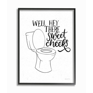 STUPELL INDUSTRIES Hey There Sweet Cheeks Toilet Bathroom Joke Word Pun Framed by Phyllis Adams Print